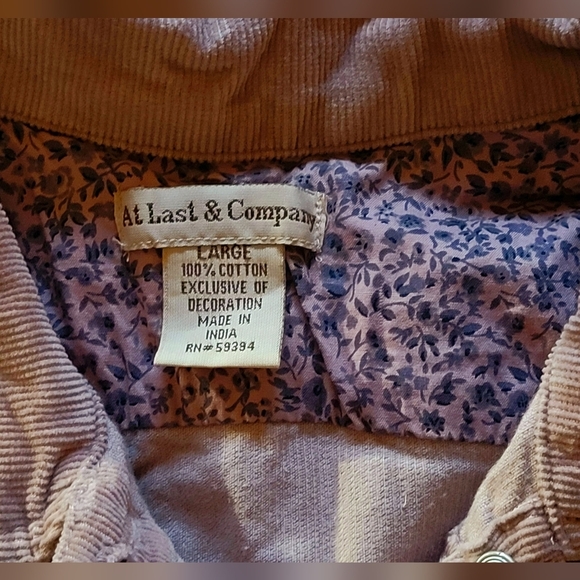 Y2K ~ AT LAST & COMPANY ~ NICE ~ PEACH CORDUROY BUTTON-UP JACKET SZ. LG - Picture 2 of 7